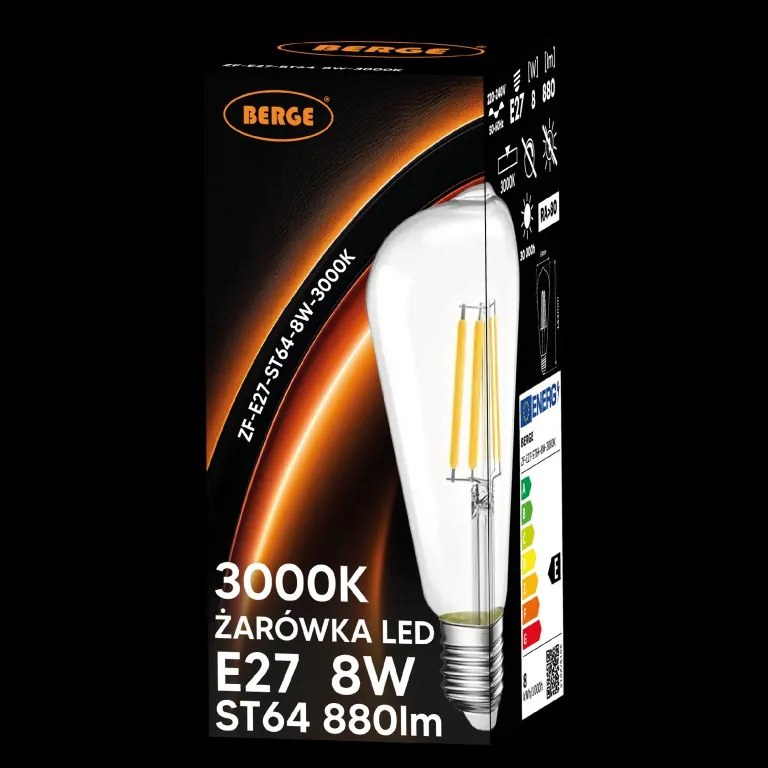 SADA 6x LED žiarovka E27 ST64 6W 660lm Filament 3000K - tepla biela