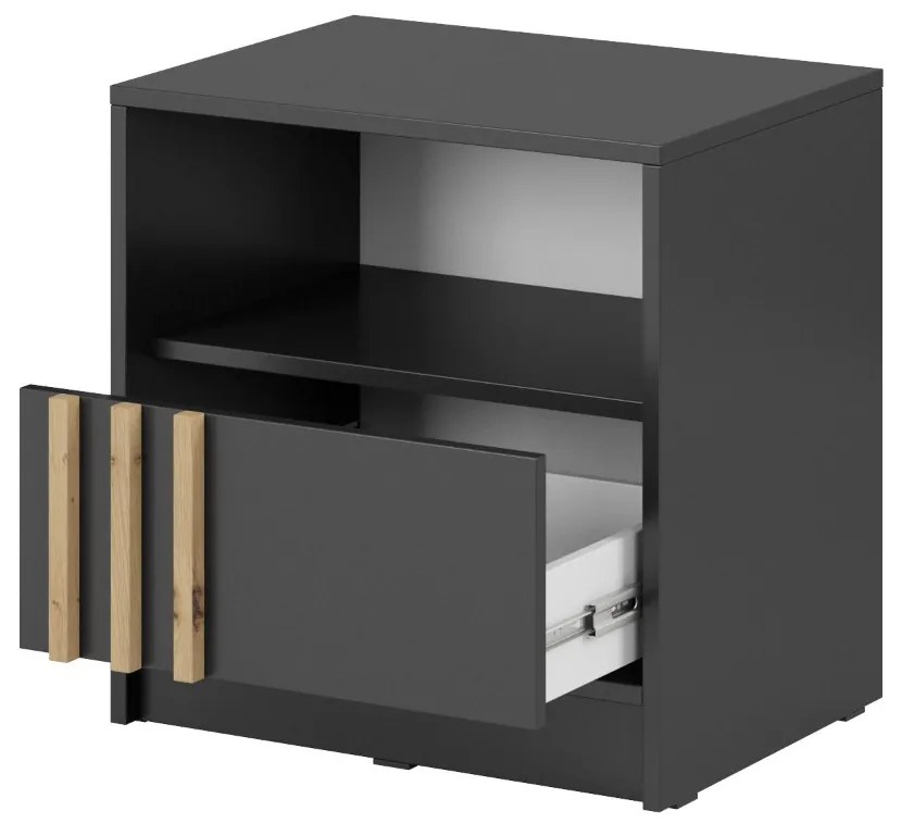 NOČNÝ STOLÍK LETIZIA S LAMELAMI ŠEDÝ