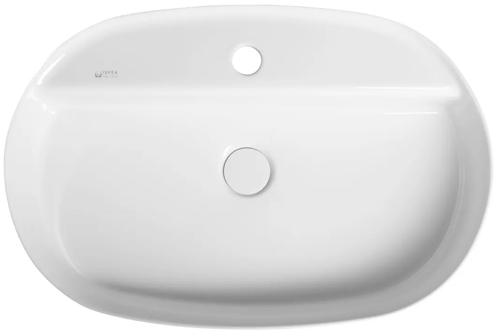 Isvea, INFINITY OVAL keramické umývadlo na dosku, 60x40 cm, biela, 10NF65060