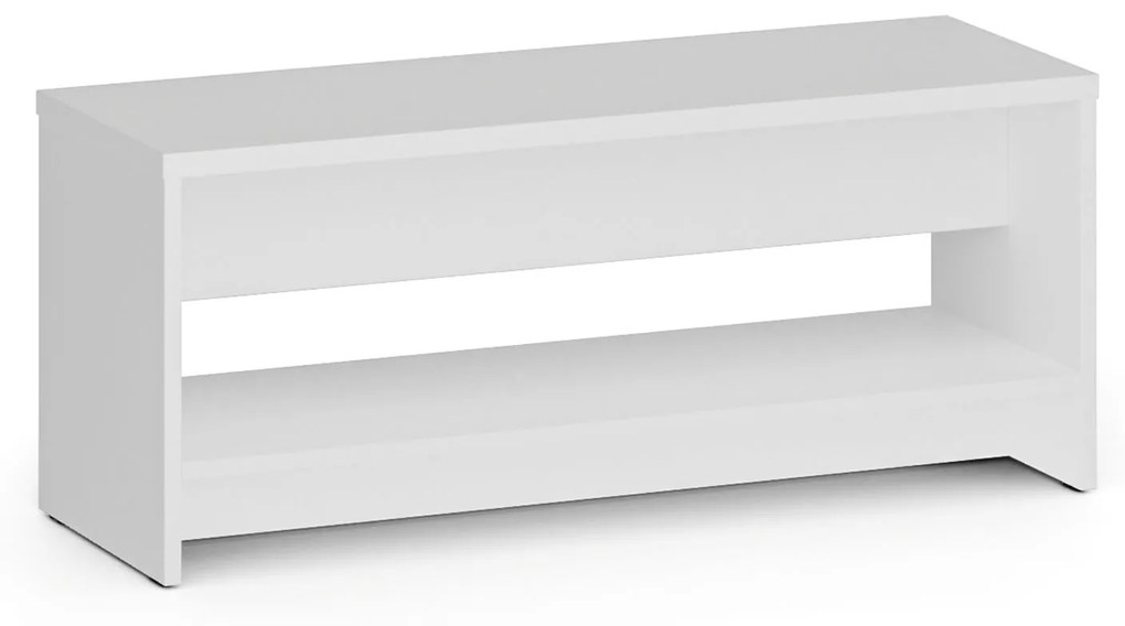 Šatníková lavica s policou na topánky, zosilnená, 1000 mm, biela