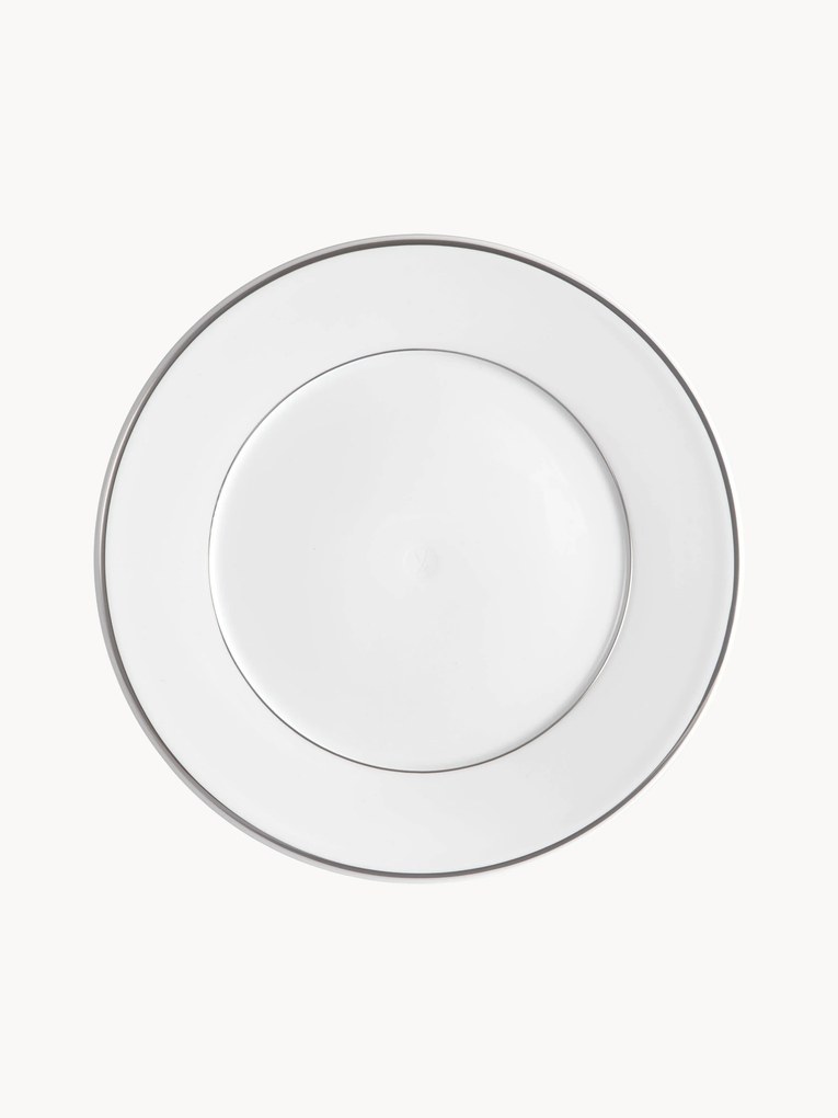 Ručne vyrobené porcelánové plytké taniere's platinovým okrajom Vitruv, 2 ks