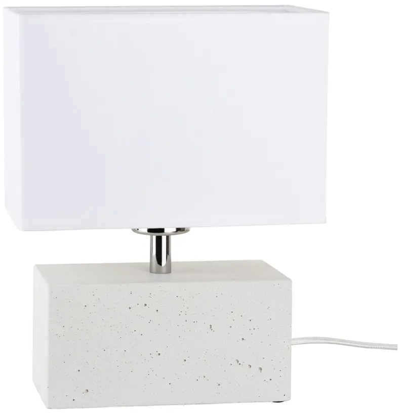 Spot-Light Stolová lampa STRONG DOUBLE, 1xMax.25W, biele textilné tienidlo, biely betón