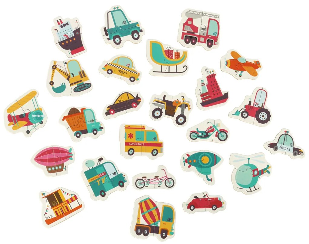 KIK Puzzle v plechovke dopravné prostriedky 24ks