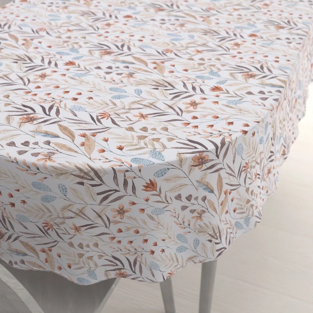 Biante Dekoračný oválny obrus Leona LN-163 Jesenné vetvičky na bielom 130x180 cm