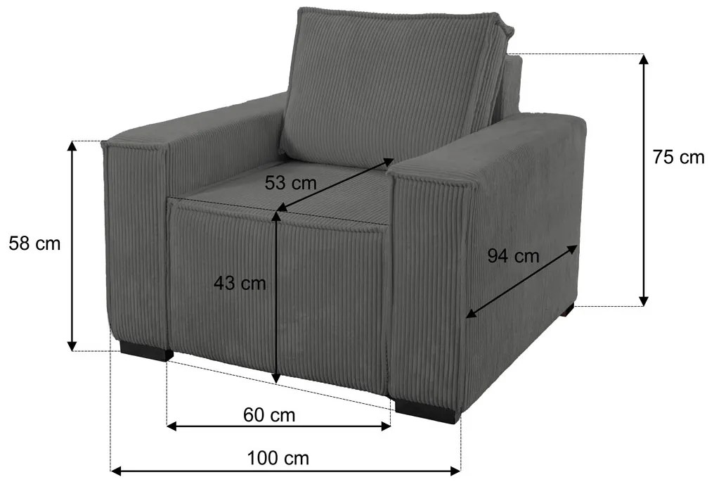 Kreslo s taburetom SMART SET, tmavo sivá