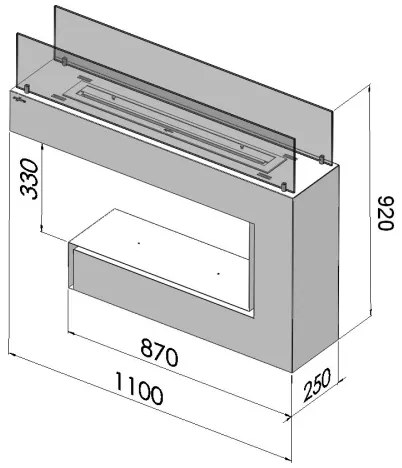 InFire - BIO krb 110x92 cm 3kW čierna