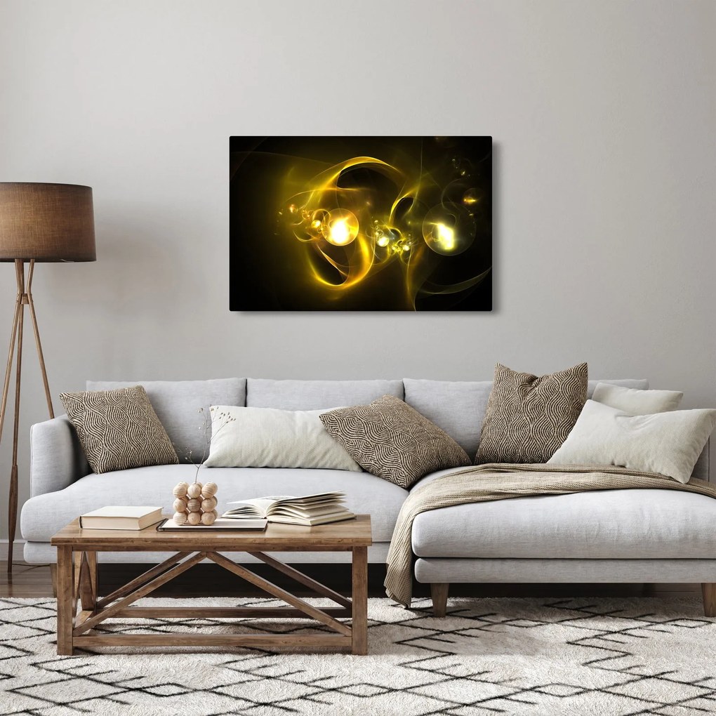 Abstraktný obraz žltých gulí (90x60 cm)