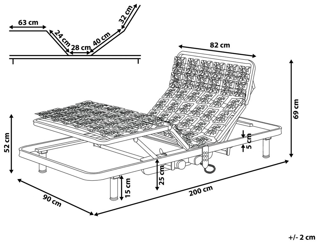 Elektricky nastaviteľný lamelový rošt 90 x 200 cm STAR Beliani