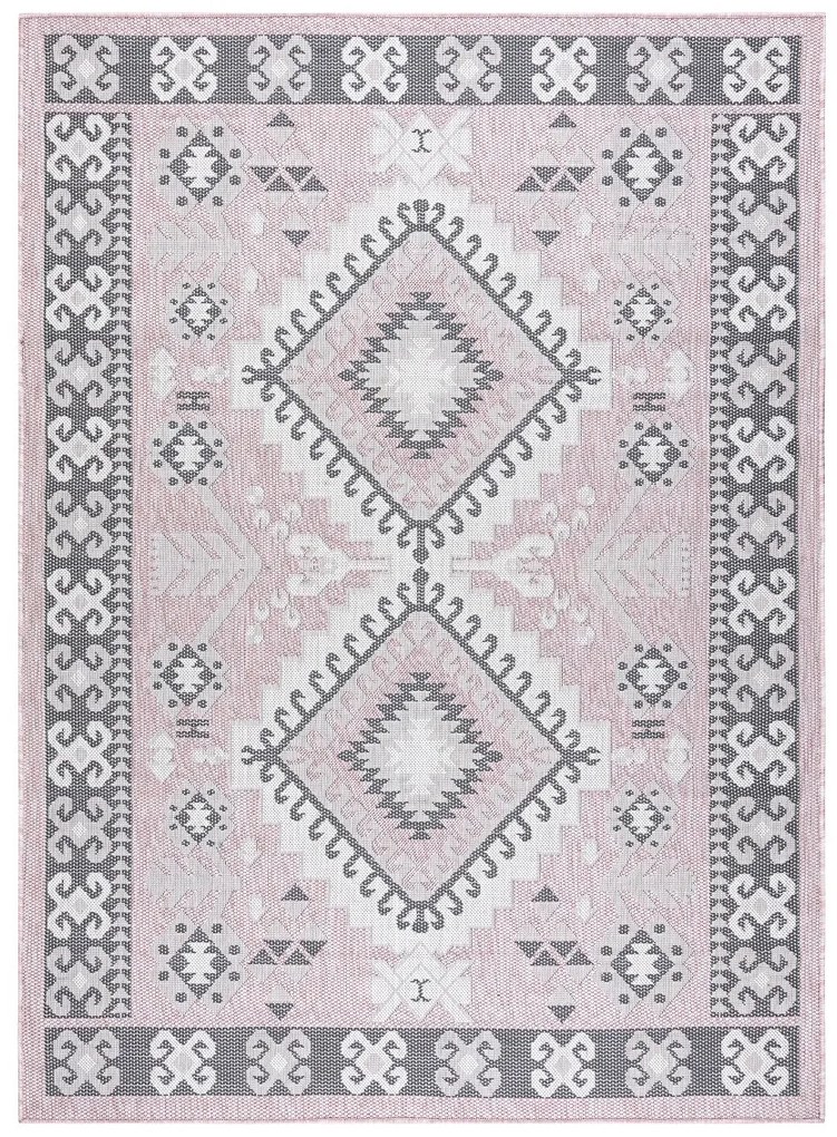 Dywany Łuszczów, Kusový koberec Sion Sisal Aztec 3007 pink/ecru – na von aj na doma, 80x150, ružová, chodba / predsieň