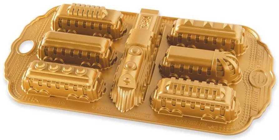 Nordic Ware Forma na bábovku Polárny expres platňa so 7 formičkami zlatá