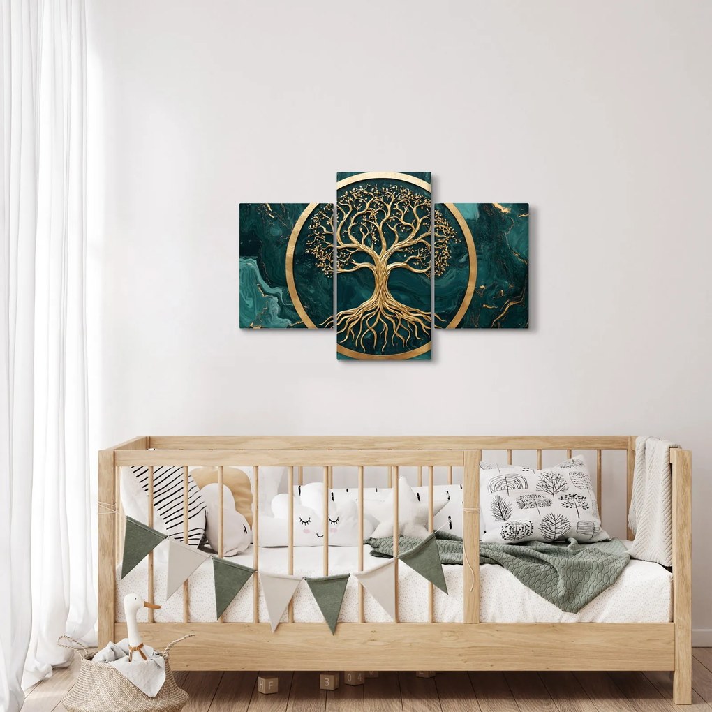 Obraz – Zlatý strom života v mramore (90x60 cm)
