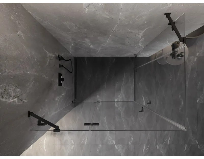 Mexen Lunar Duo, výklopný sprchový kút 105 x 80 cm, 8mm číre sklo, čierny profil, 834-105L-080P-70-00