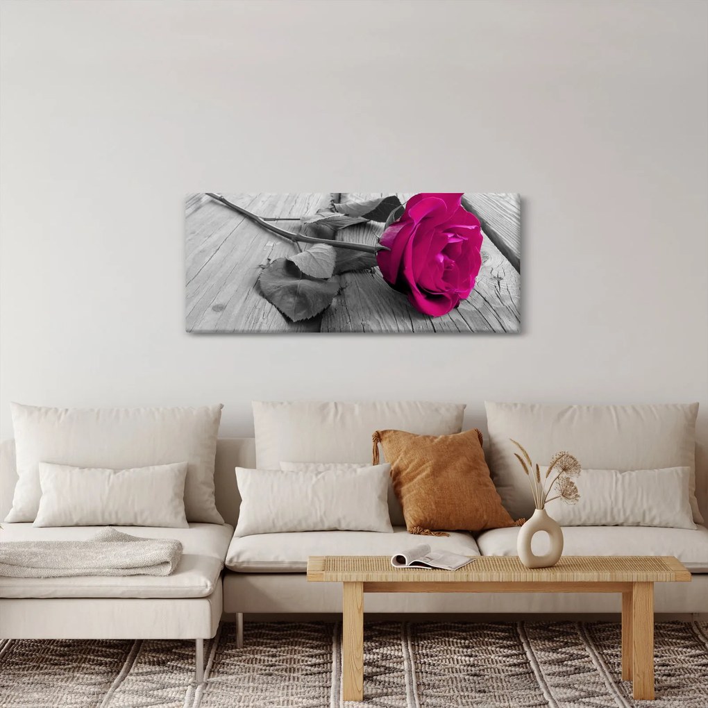 Obraz - Ružová ruža (120x50 cm)