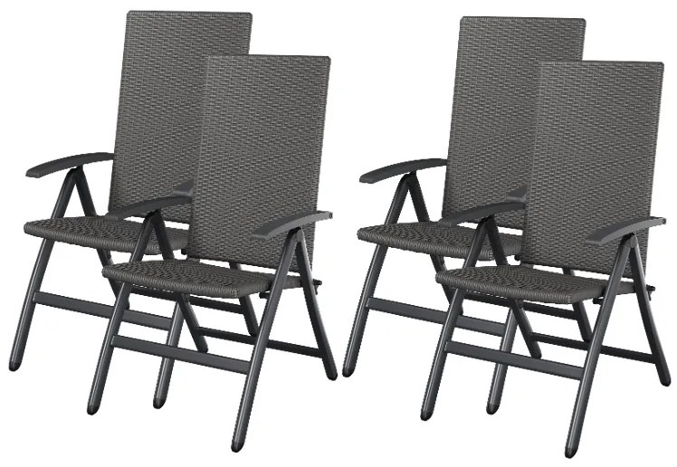 Livarno home Skladacie kreslo Valencia, sivé, 4 kusy  (800008978)