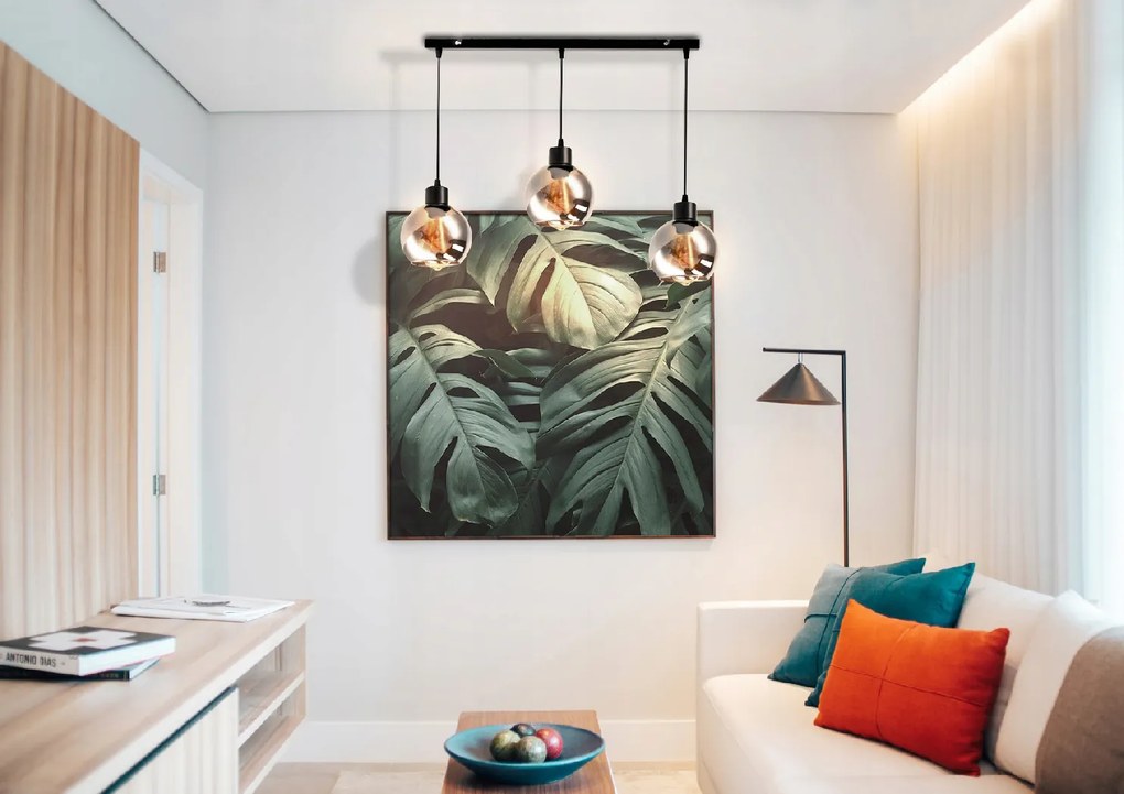 BERGE Sklenená LED stropná lampa 3xE27 - dymová guľa