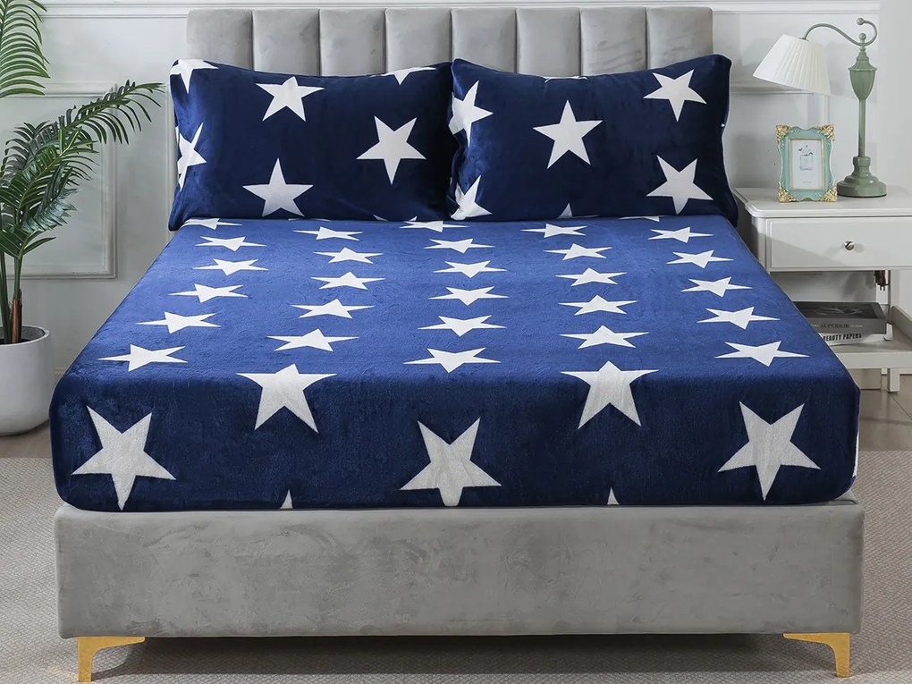 XPOSE® Mikroplyšová plachta LÝDIE Exclusive - modrá 90x200 cm