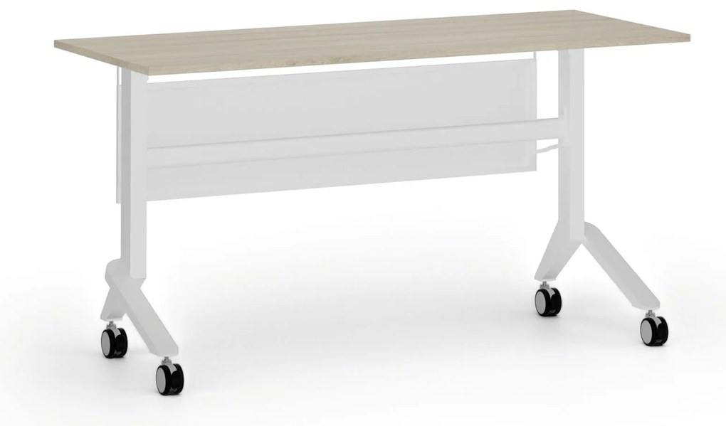 Mobilný stôl PRIMO MOVE, 140x60 cm, biela podnož, dub prírodný
