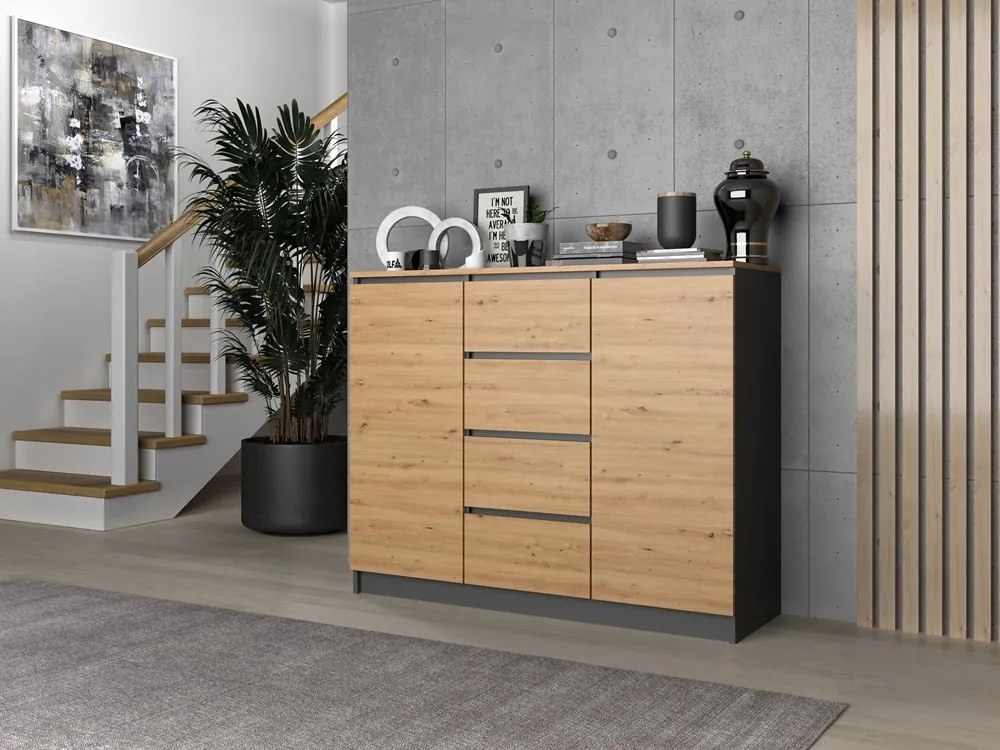 Komoda Musecalo 8 (antracit + biela). Akcia -18%. Vlastná spoľahlivá doprava až k Vám domov. 1132845