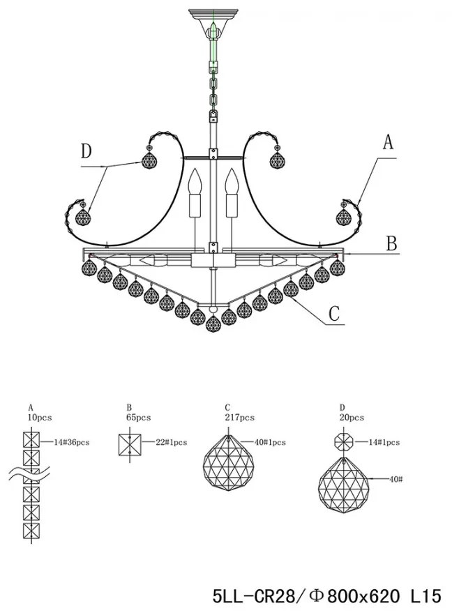 Krištáľový luster do obývačky Ø80*60