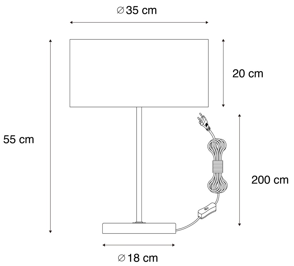 Stolová lampa mosadz s hnedým zamatovým tienidlom 35 cm - Kaso