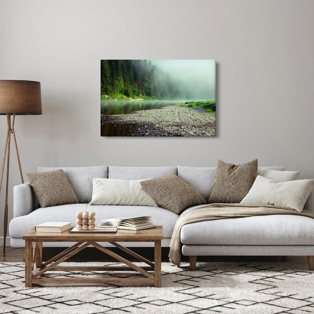 Obraz - Rieka pri lese (90x60 cm)