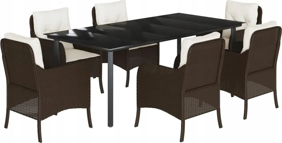 vidaXL 7-dielna sada záhradného nábytku s vankúšmi, hnedá, Pe ratan