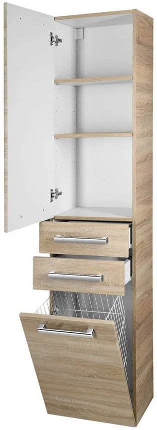 Aqualine Aqualine, VEGA Skrinka vysoká s košom 40x184x31cm, dub platin, VG980
