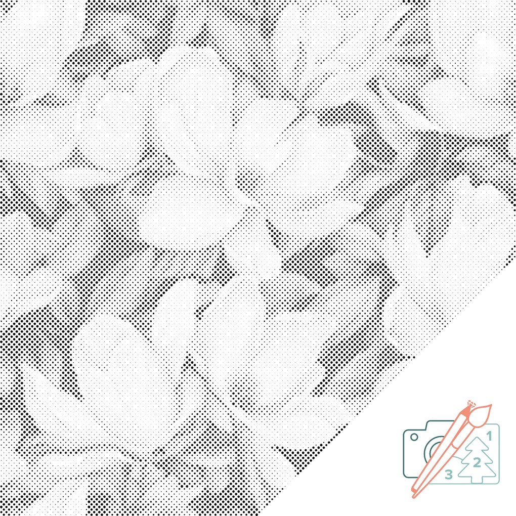 Gario Bodkovanie Kvetinové pozadie Magnólie Rozmery: 50 x 50 cm, Rámovanie: Iba zrolované plátno, Farba bodiek: Čierna