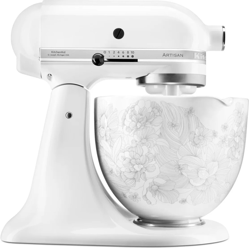 Kuchynský robot KitchenAid Artisan KSM 156, Whispering Floral, biela