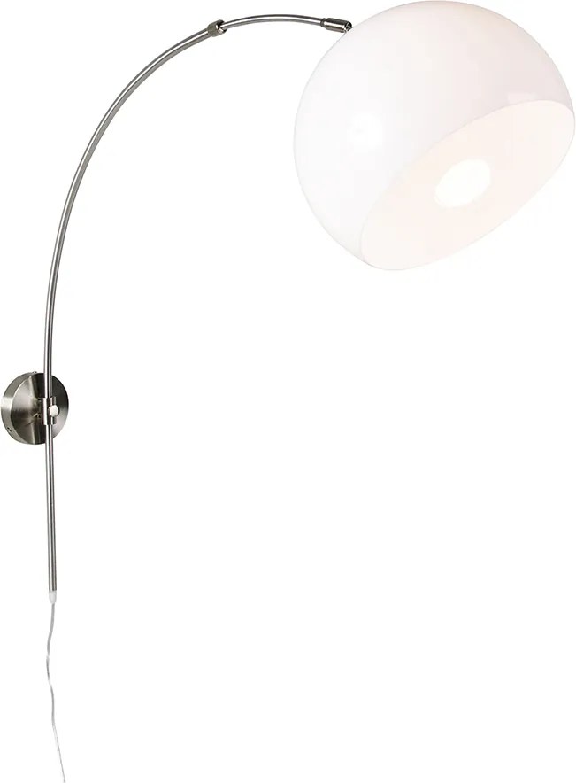 Inteligentná oblúková nástenná lampa oceľová s bielym tienidlom vrátane WiFi G125 - Bow