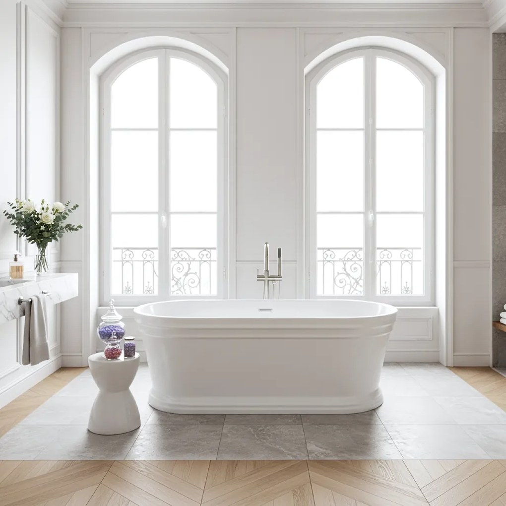 Rea Olivia, voľne stojaca 170x77 cm, biela, biely click-clack, REA-W0507