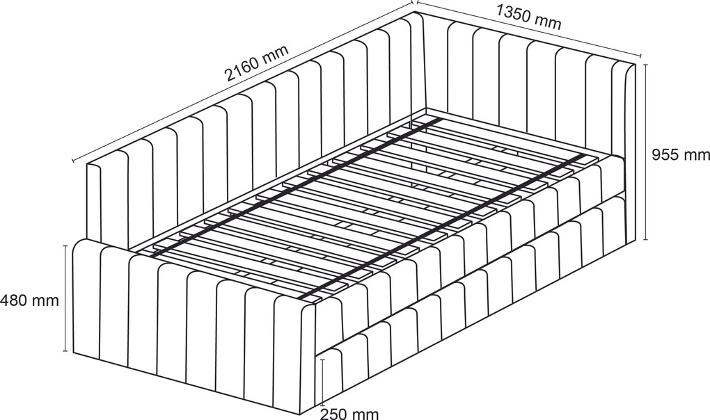 AKCIA Čalúnená posteľ COMFINO VELVET s prístelkou 120x200 cm ružová II. akosť