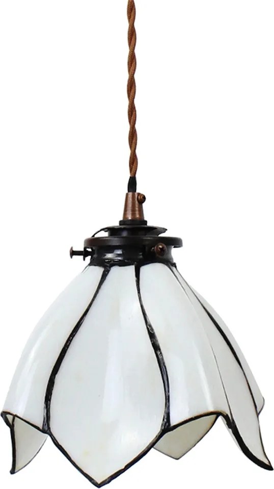 Biela závesná Tiffany lampa v tvare kvetu Folwia - Ø18*115 cm E14/max 1*25W