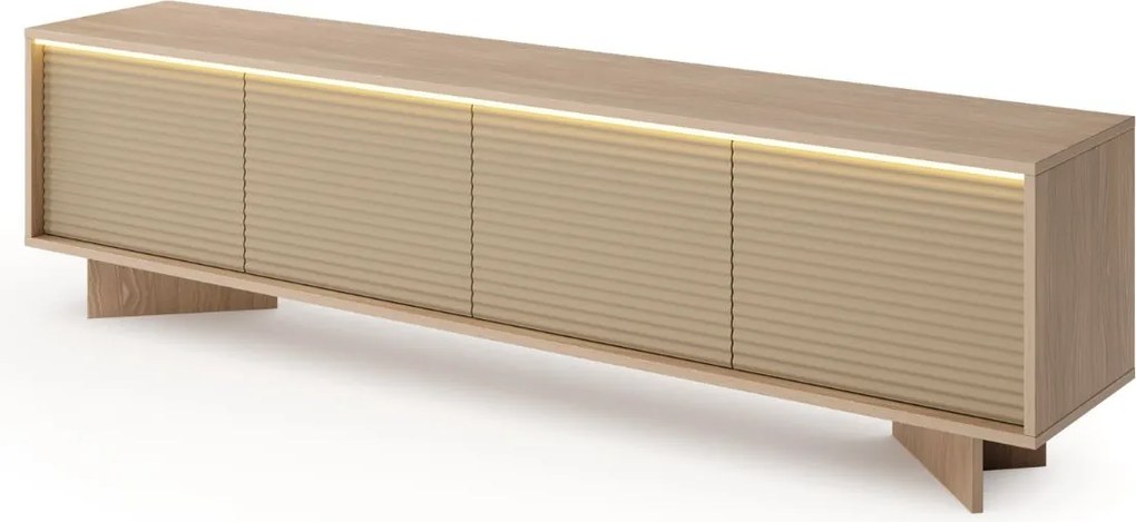 Široká TV skrinka Semi E 204 cm 4D LED cappuccino bolivar prírodný