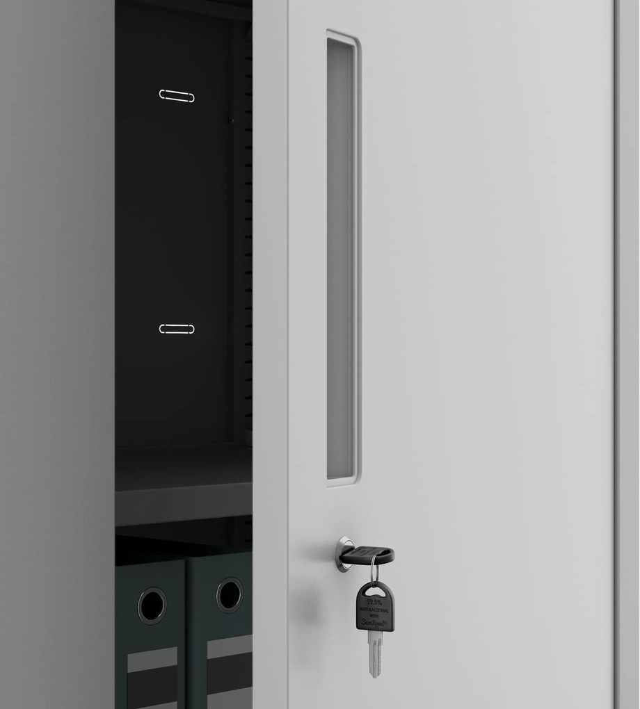 Modulárna kovová multifunkčná skriňa so zásuvkou sivá MEGAN 1850 x 900 x 400 mm