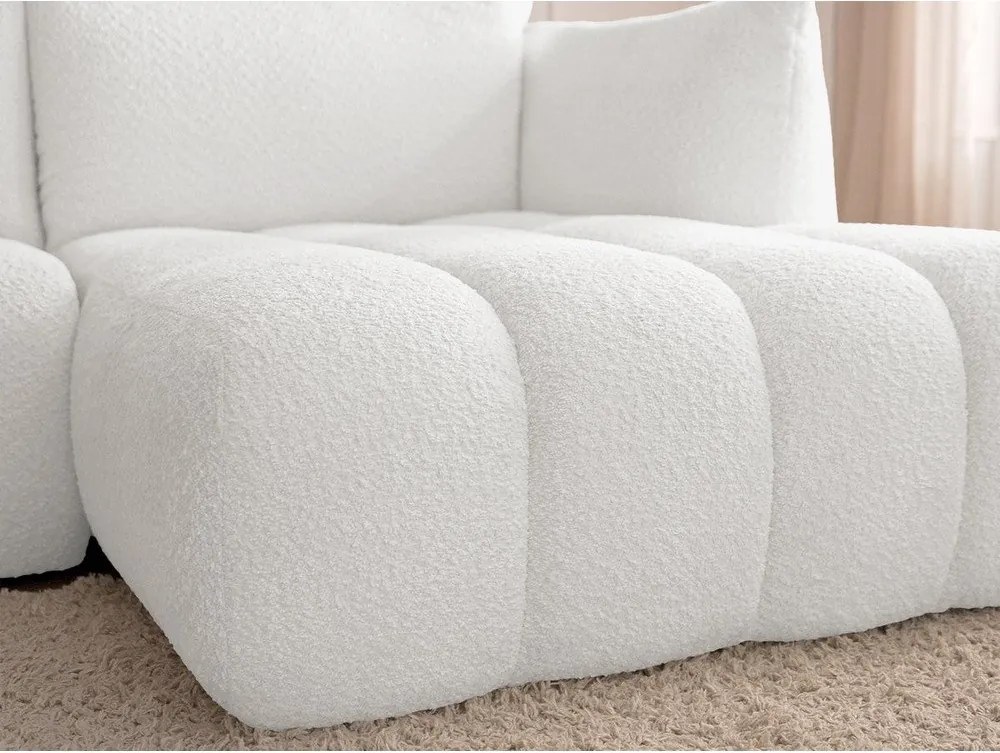 Biela rohová pohovka z textílie buklé (pravý roh/s leňoškou) Azra – Bobochic Paris