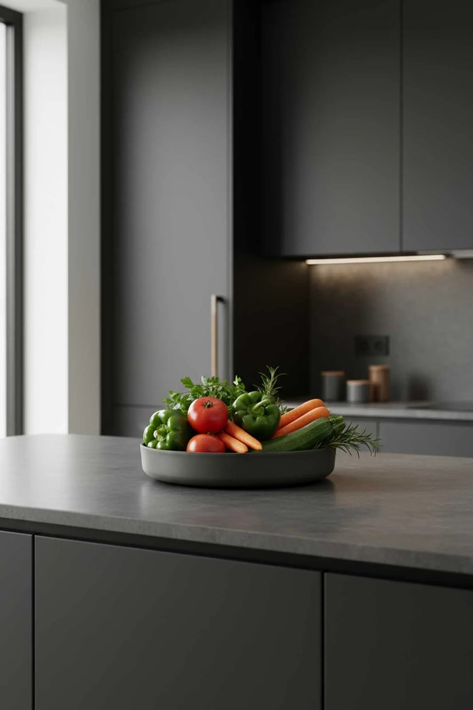 Dekoračná miska ORYVEN, sklolaminát, priemer 40 cm, beton design