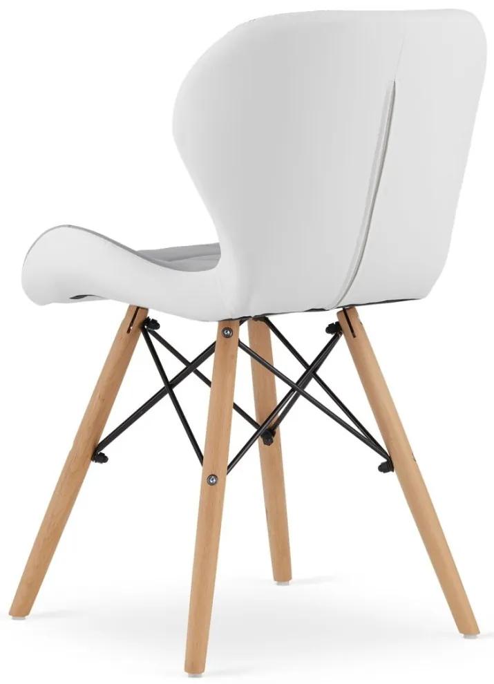 SUPPLIES LAGO Jedálenská kožená stolička - bielo/šedá farba