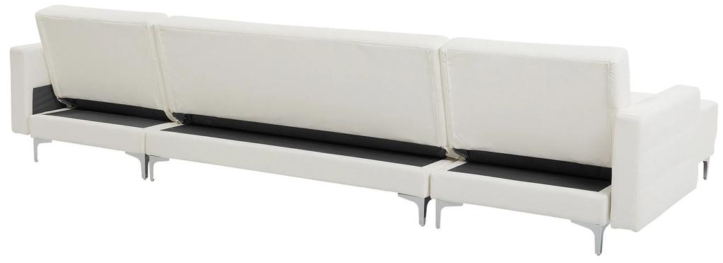 5-miestna modulárna sedacia súprava v tvare U z umelej kože biela ABERDEEN Beliani