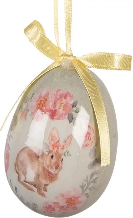 9ks dekorácia farebné závesné vajíčko s zajačikmi a kuriatkami Spring Egg - Ø 5*8 cm