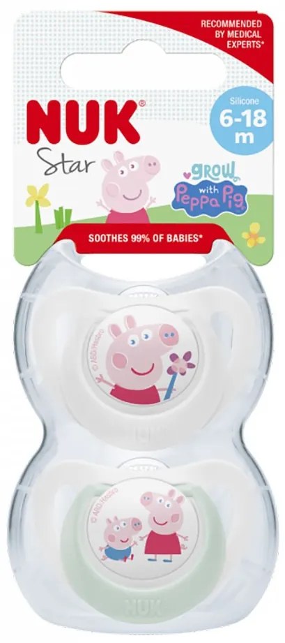 Cumlík NUK Star Peppa Pig 6-18m  2 ks, vel. 6-18 m