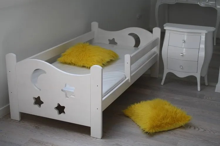Detská posteľ SEVERYN + rošt ZADARMO, s úložným priestorom, biela, 70x160cm
