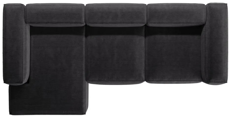 Tmavosivá menčestrová rohová pohovka (ľavý roh/s leňoškou) Bergamo – Cosmopolitan Design