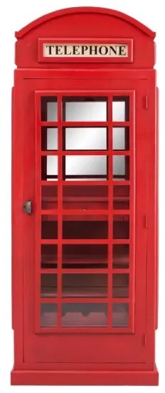 furniture-nabytek.cz - Masívna barová skriňa Telefonná búdka, lakovaná, červená – 78×44×200 cm