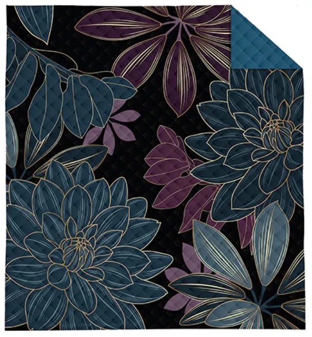 Detexpol Luxusný prehoz na posteľ 220x240 cm - Modré kvety