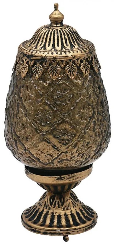 Hnedá sklenená svietiaca LED lampáš Balli - Ø 8*19 cm