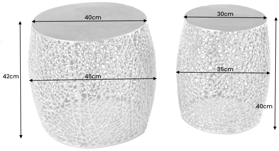 Konferenčný stolík Sada listov 2ks 40cm strieborná