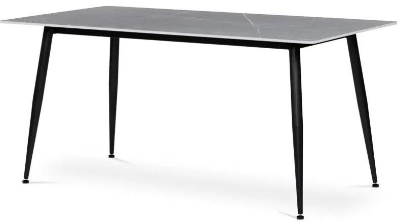Stůl jídelní, 160x90x76 cm, keramika, kov, šedá, černá