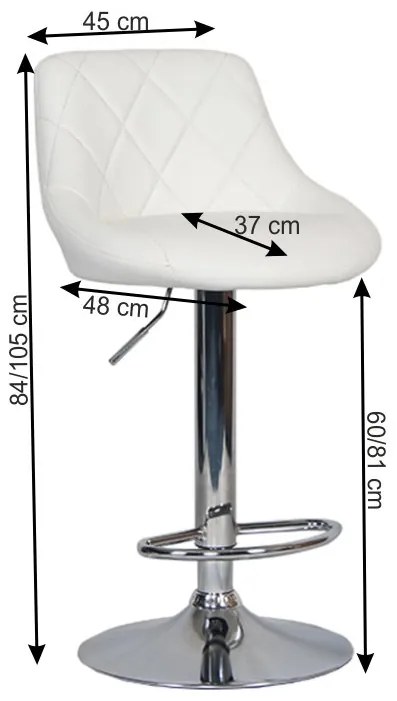 Barová stolička Marid - biela / chróm