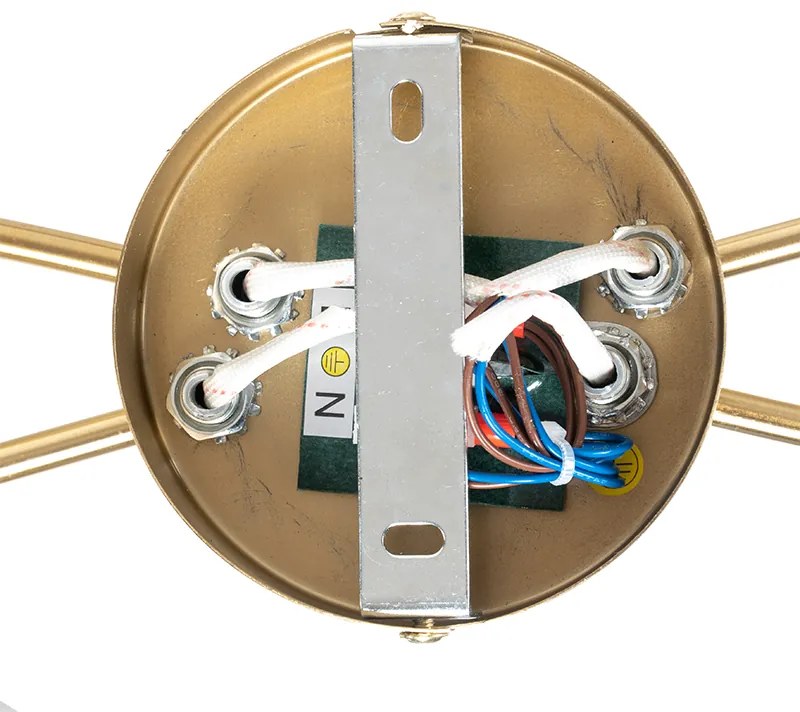 Moderné stropné svietidlo zlaté 4-žiarovkové s dymovým sklom - Atény